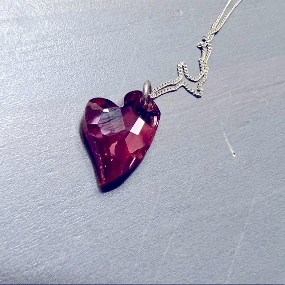 Jewelry - Sterling Silver Red Swarovski Heart Crystal Pendant Necklace